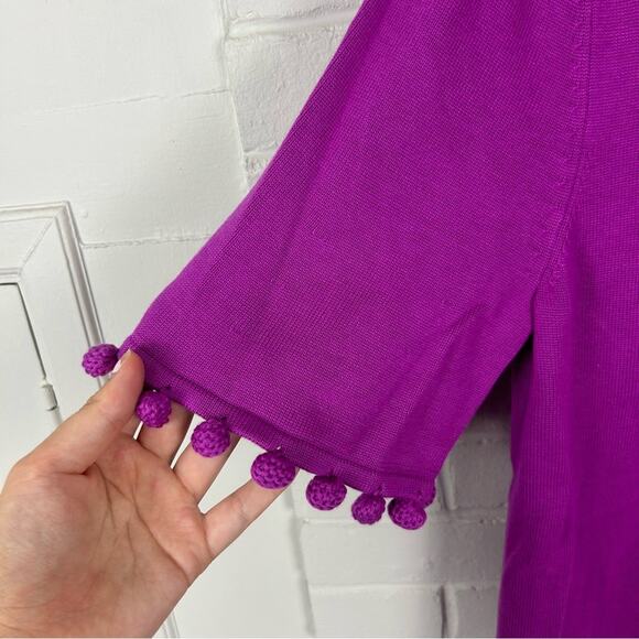 NWT Banana Republic Pink Purple Knit Pom Detail Short Sleeve Sweater Size XS - Picture 4 of 9
